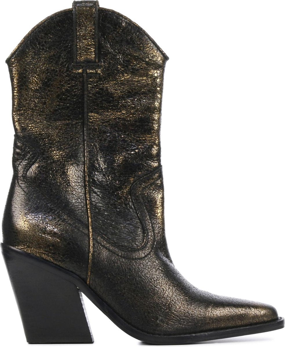 Bronx Dames Cowboylaarzen - Zwart / Goud - Maat 40