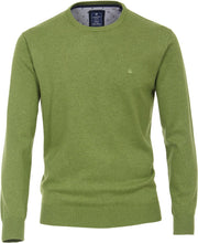 Redmond heren trui katoen O-hals - groen melange -  Maat: 4XL
