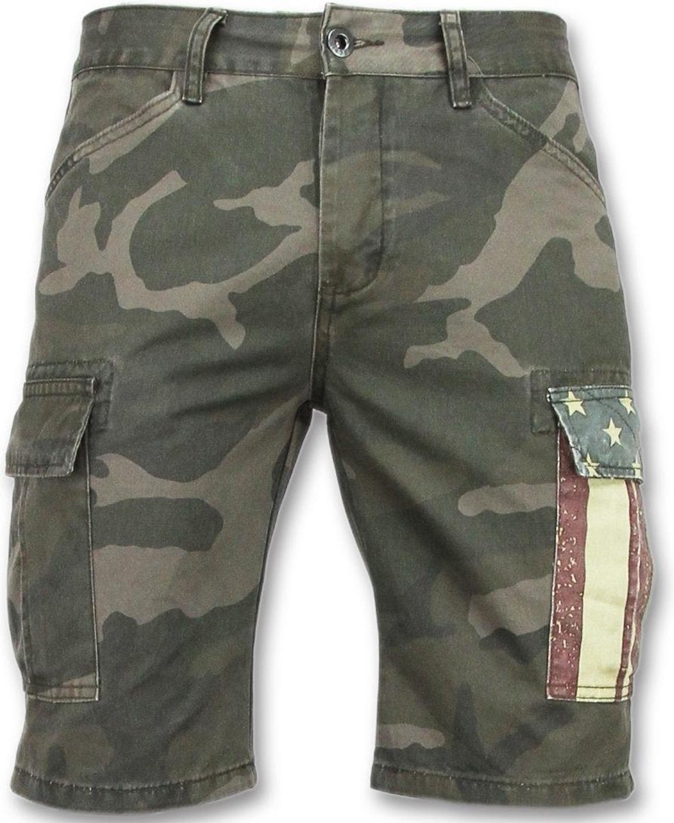 Enos Camouflage korte broek mannen - Goedkope bermuda broeken - 9017 - Groen/ Grijs - Maten: 28