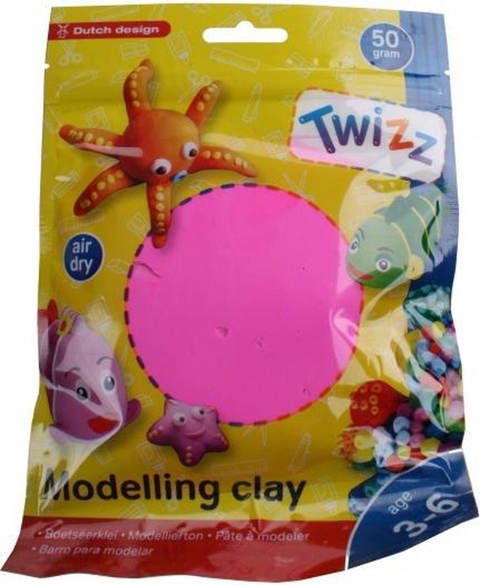 Twizz Boetseerklei 50 Gram Junior 13 X 14 Cm  Donkerroze