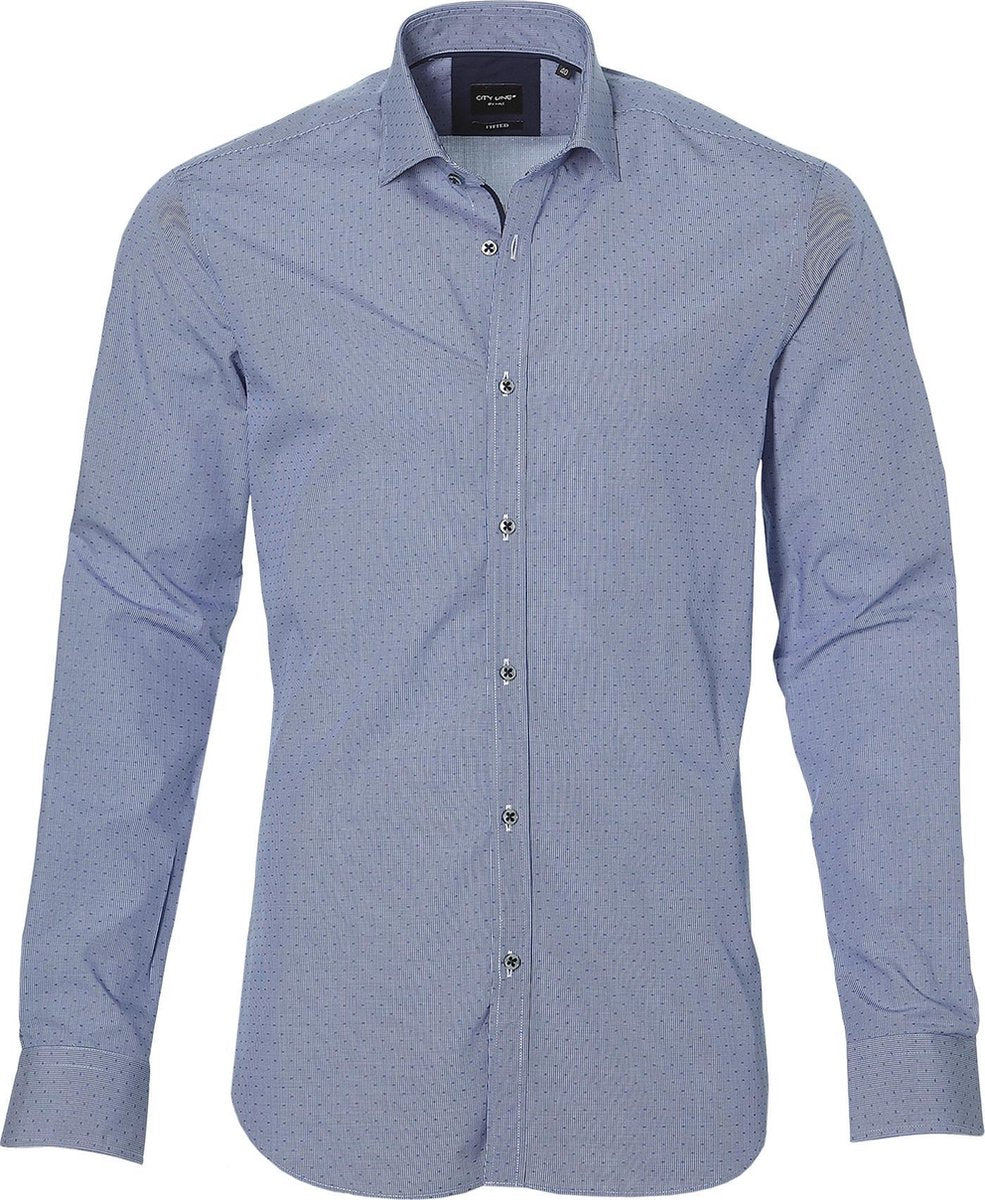 City Line By Nils Overhemd - Body Fit - Blauw - 36