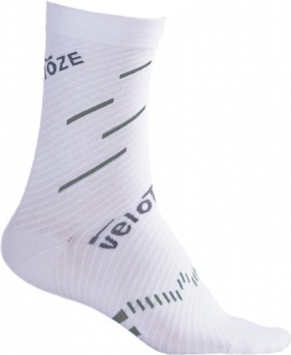 Velotoze Fietssokken Compression Merinowol Wit/grijs Maat S/m