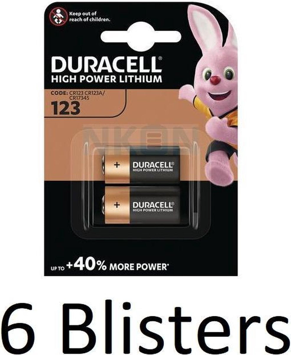 12 Stuks (6 Blisters a 2 st) Duracell Batterijen "123" Lithium