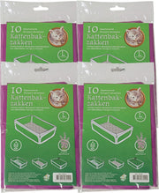 40x stuks bio kattenbak afvalzakken lavendel 50 x 20 x 37 cm - Kattenbakzakken