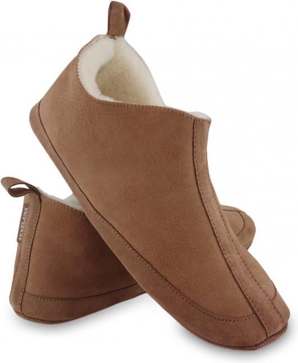 Texelana sloffen en pantoffels voor dames & heren - pantoffel van schapenvacht - model Katja cognac - maat 43