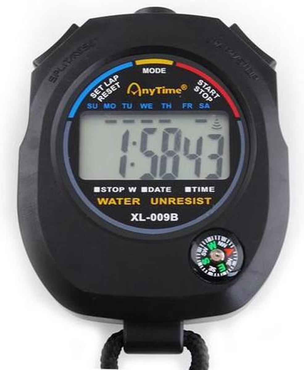 Digitale Stopwatch Timer -Interval Fitness Chronometer Klassiek - Met Alarm Functie & Ingebouwd Kompas