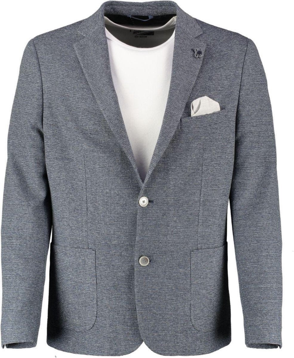 Gentiluomo blauw gemeleerd slim fit colbert katoen linnen - Maat 46