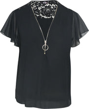 Cassis - Blouse met kant - Zwart