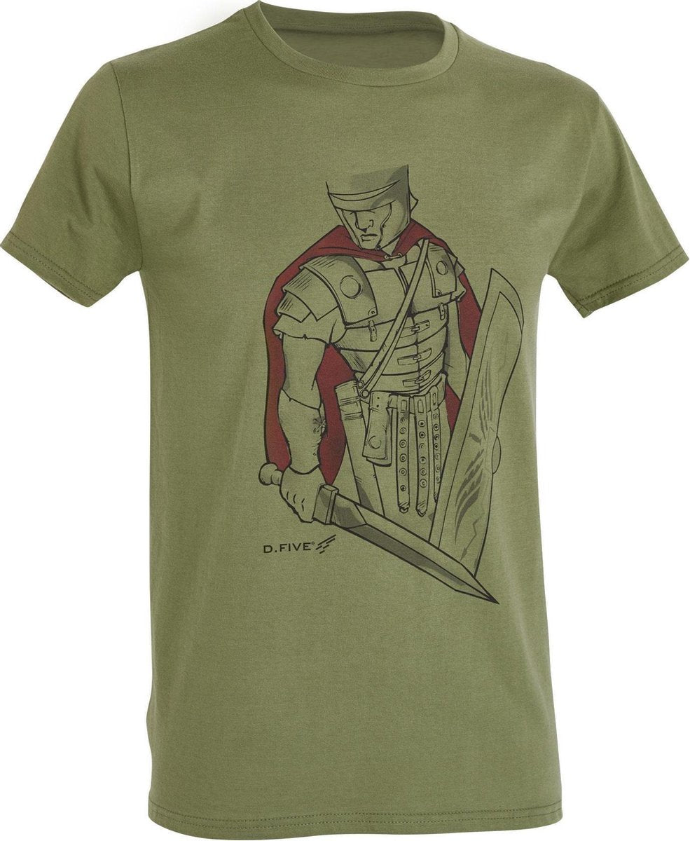 D.five T-shirt Roman Centurion Heren Katoen Legergroen Maat M