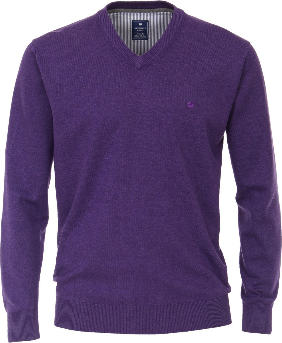 Redmond heren trui katoen V-hals - paars -  Maat: 4XL
