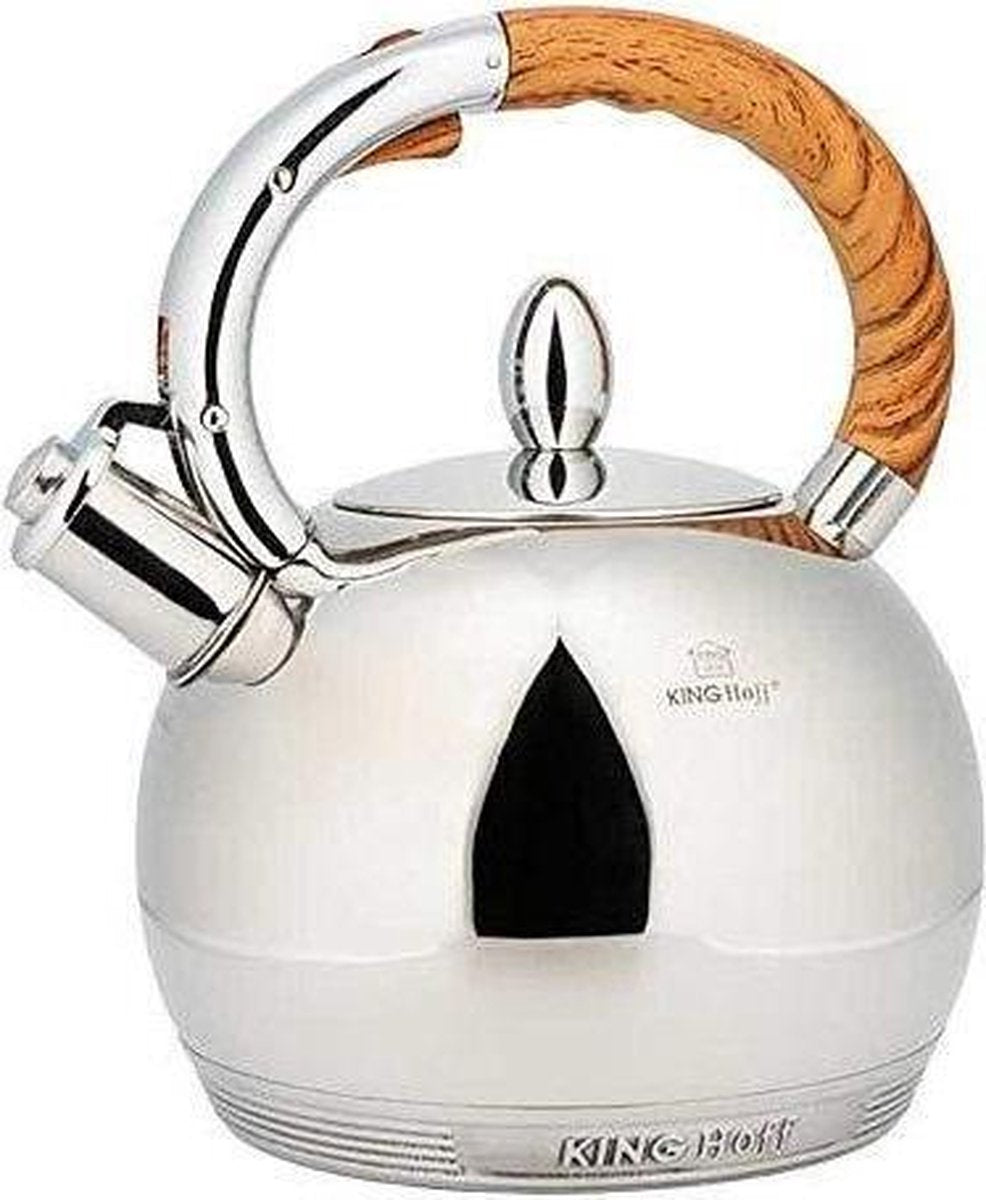Kinghoff 3778 - Fluitketel - RVS - 3 liter - houten handvat