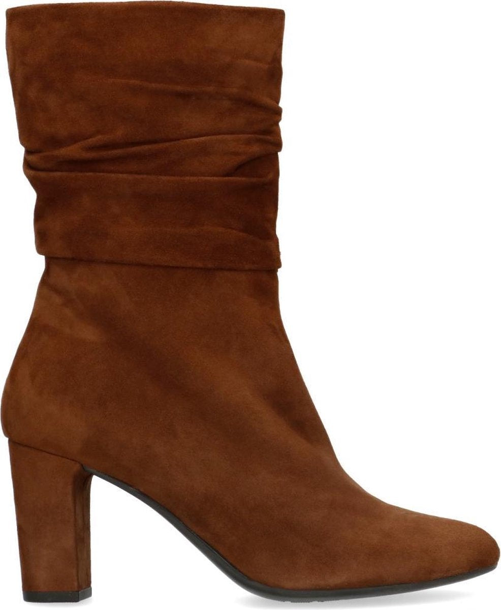 Manfield - Dames - Cognac suède afzaklaarzen - Maat 38