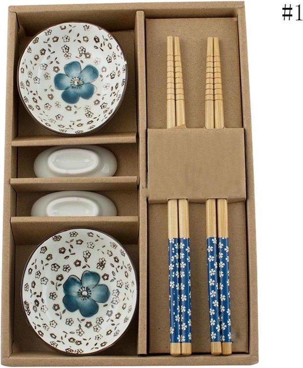 Winkrs | Sushi set van kermamiek - blauw - Japans servies met kommetjes