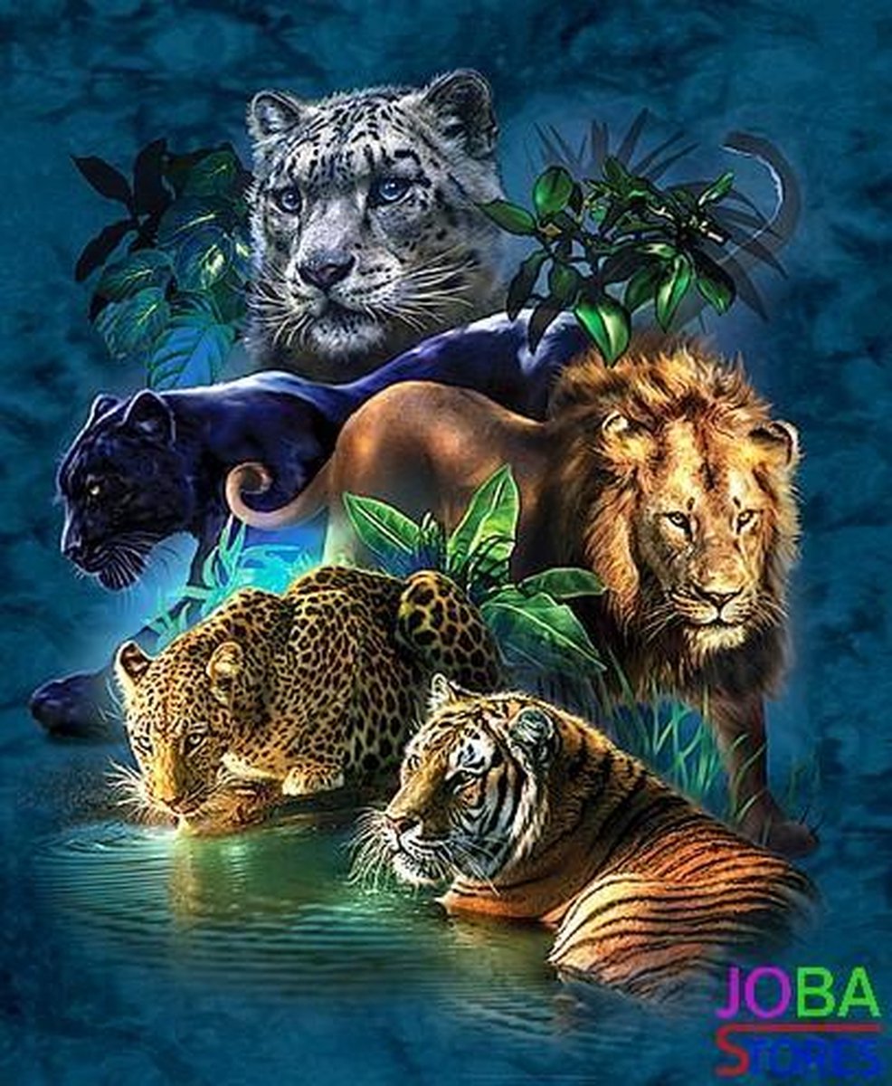 Diamond Painting "JobaStores®" Big Cats - volledig - 50x60cm
