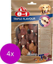 8in1 Delights Skewers Triple Flavour - Hondensnacks - 4 x Kip Varken Rund 113 g 6 stuks