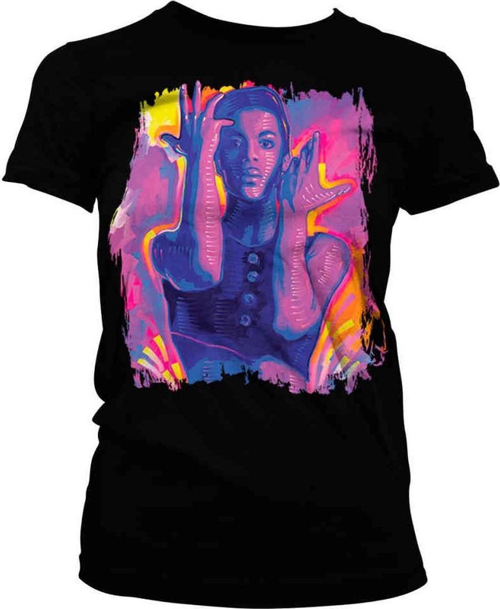 Dames Tshirt -S- Black Neon Zwart