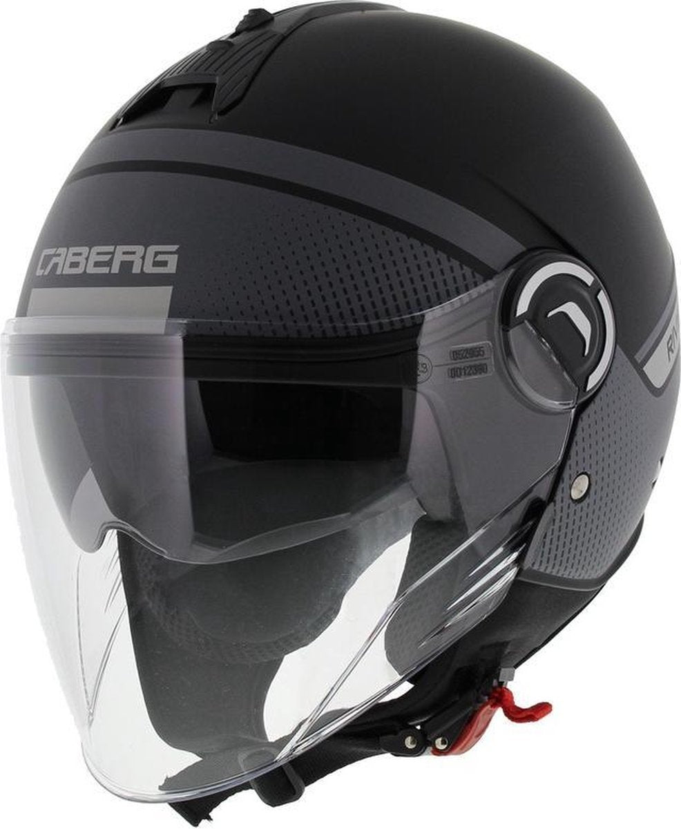 Caberg motorhelm Jet Riviera V4 Elite mat zwart antraciet grijs M