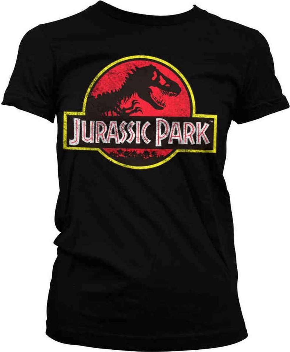 Jurassic Park Dames Tshirt -2XL- Distressed Logo Zwart