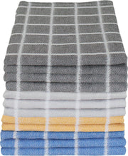 Seashell Theedoeken Set - 12 Theedoeken - 4 kleuren - blokpatroon