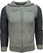 Enos Casual Vest - Breiwol Capuchon Twee Kleuren Blanco - Groen - Maten: XL