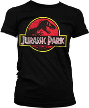 Jurassic Park Dames Tshirt -L- Distressed Logo Zwart