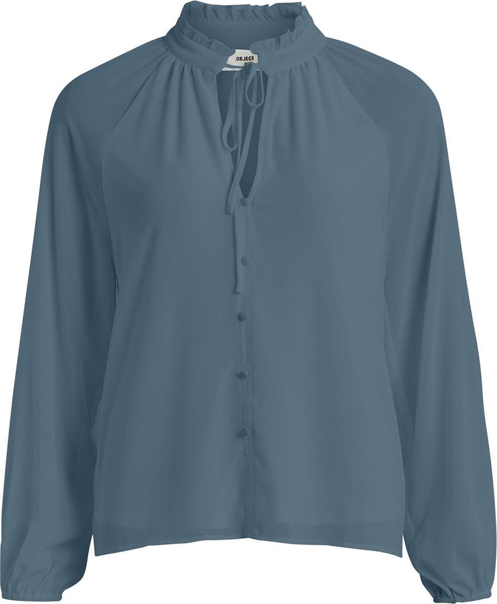 Objmila L/s Ruffle Top Sc 23036221 Blue Mirage