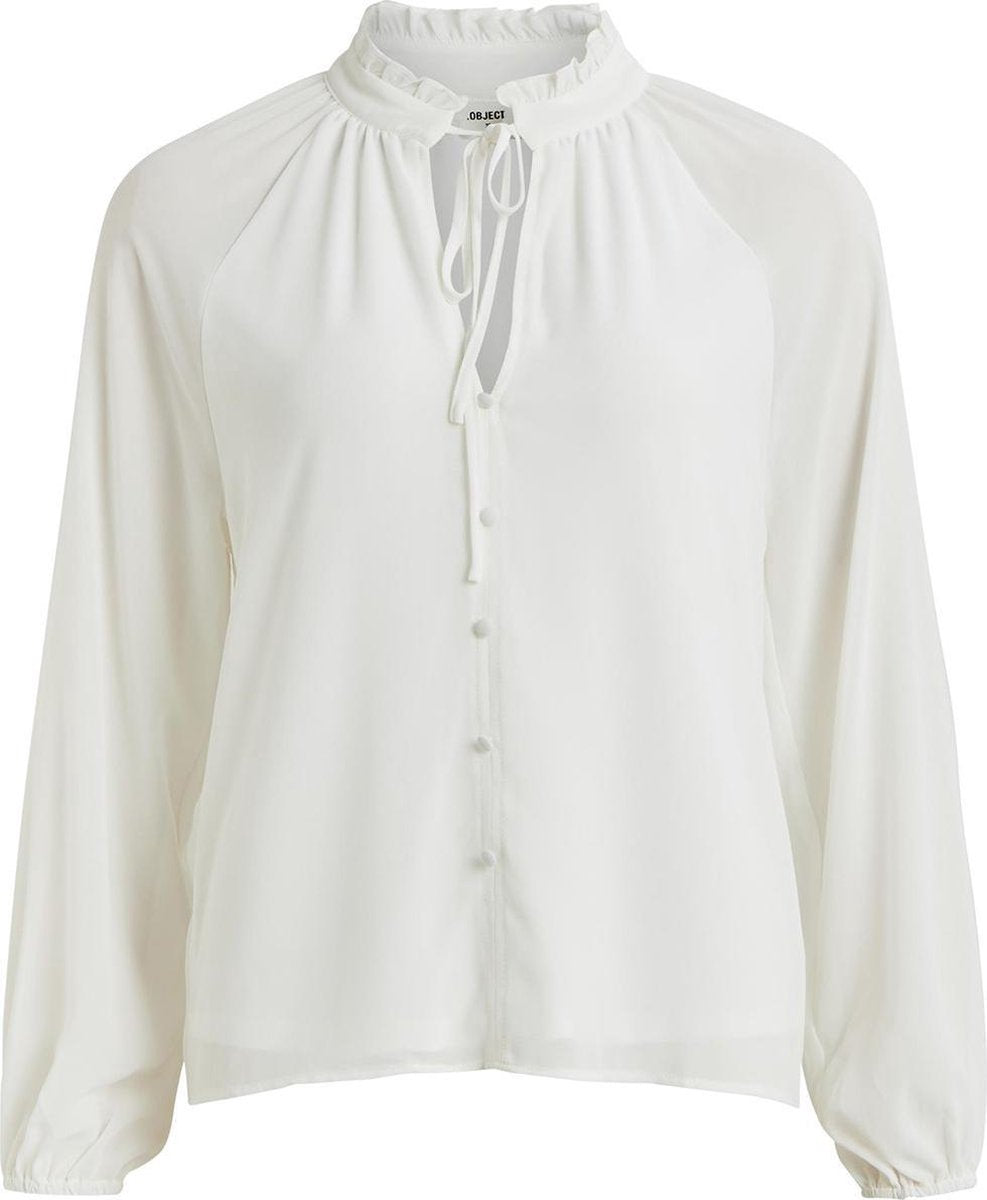 Objmila L/s Ruffle Top Sc 23036221 Cloud Dancer