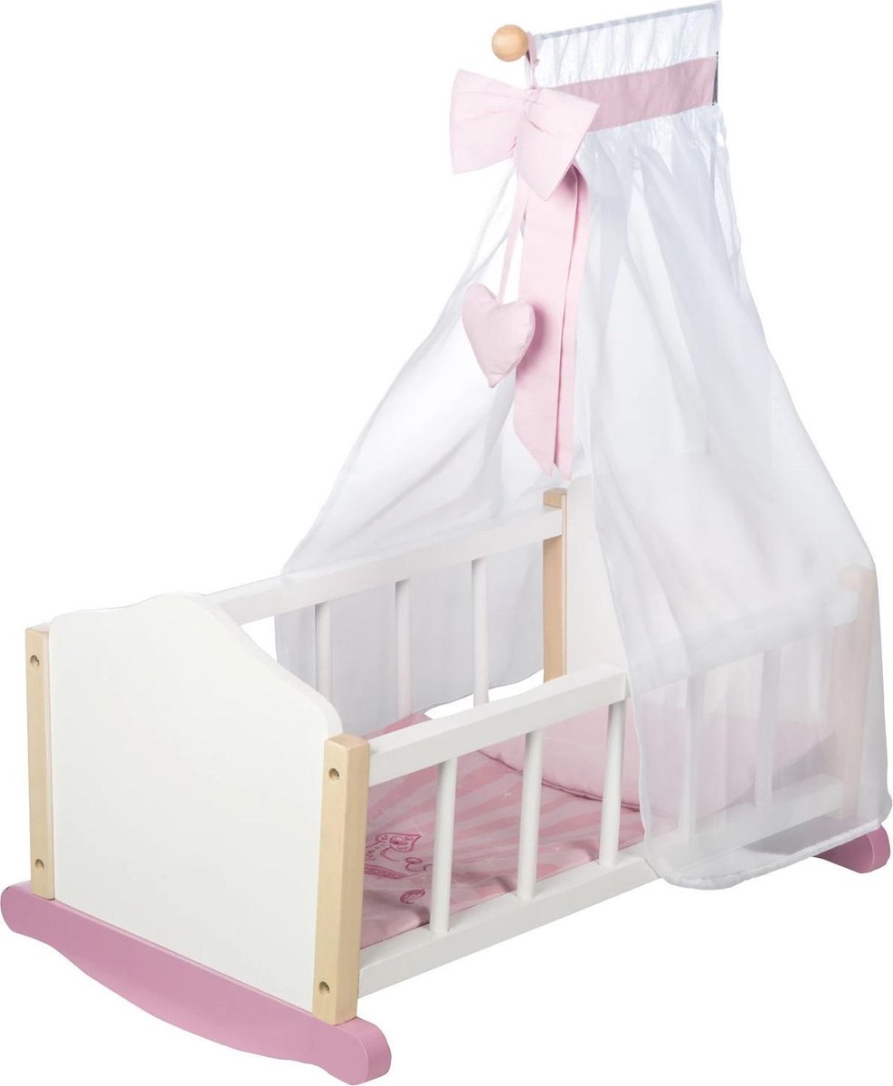 Roba Poppenwieg Meisjes 52 X 50 X 68 Cm Hout Wit/roze 3-delig