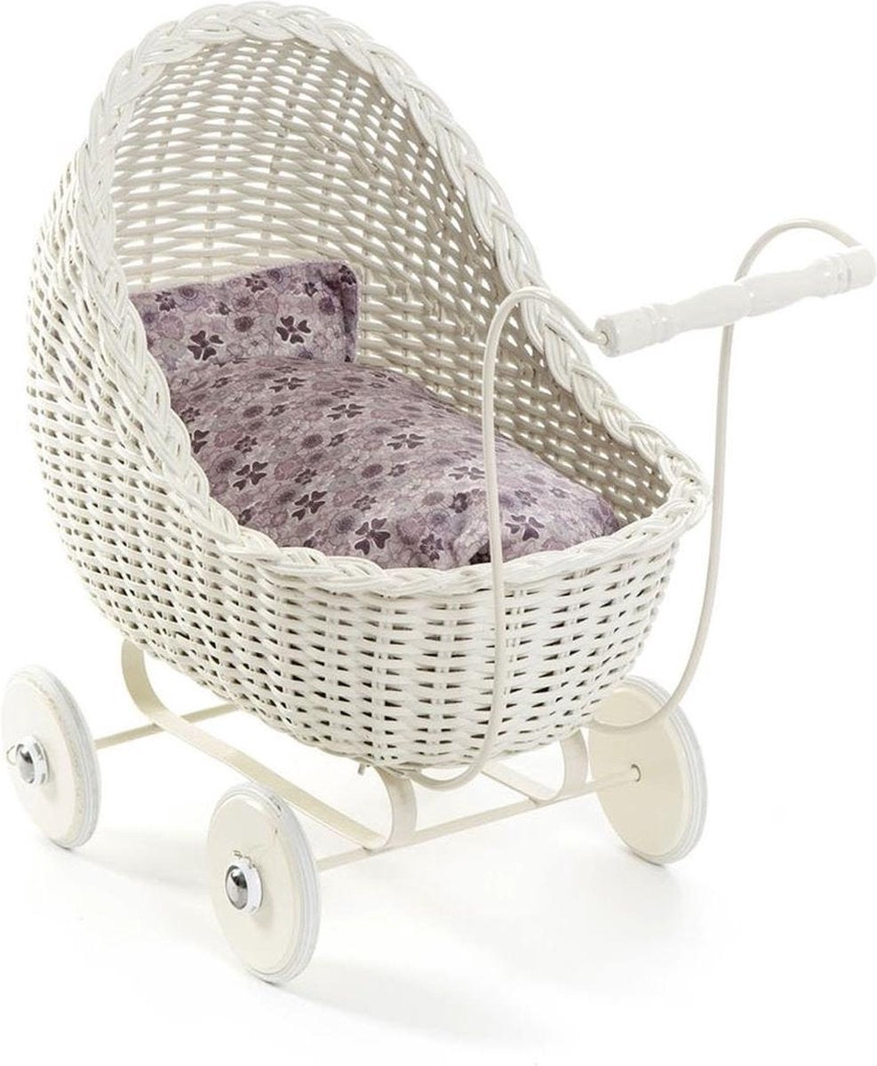 Smallstuff Rotan Poppenwagen 49 Cm Wit