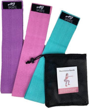 AJ-Sports Weerstandsbanden - Booty Band - Resistance band - Fitness elastiek - set van 3 weerstandsbanden - Resistance band - Fitness band - Home workout - Inclusief handleiding en draagtas