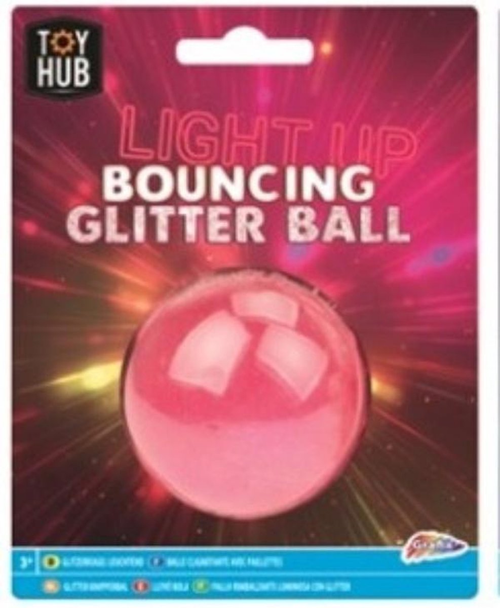 Glitter stuiter bal lichtgevend (ROZE)