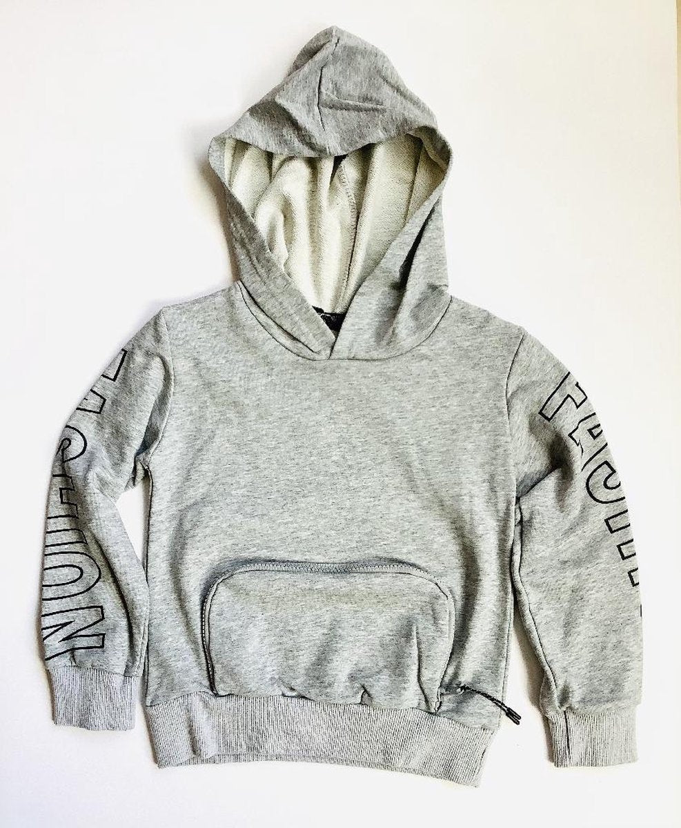 S&c dunne sweater met grote zak met rits - grijs - maat 98 (4)