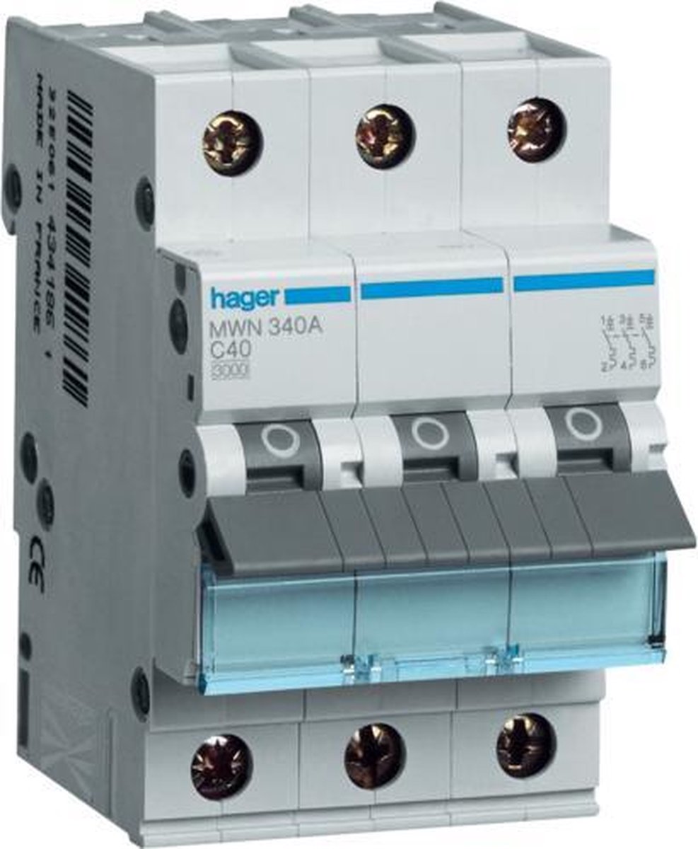 Hager automaat 3 polig 16A - 3kA/C