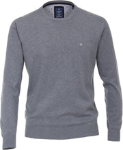 Redmond heren trui katoen O-hals - grijs/blauw melange -  Maat: 4XL