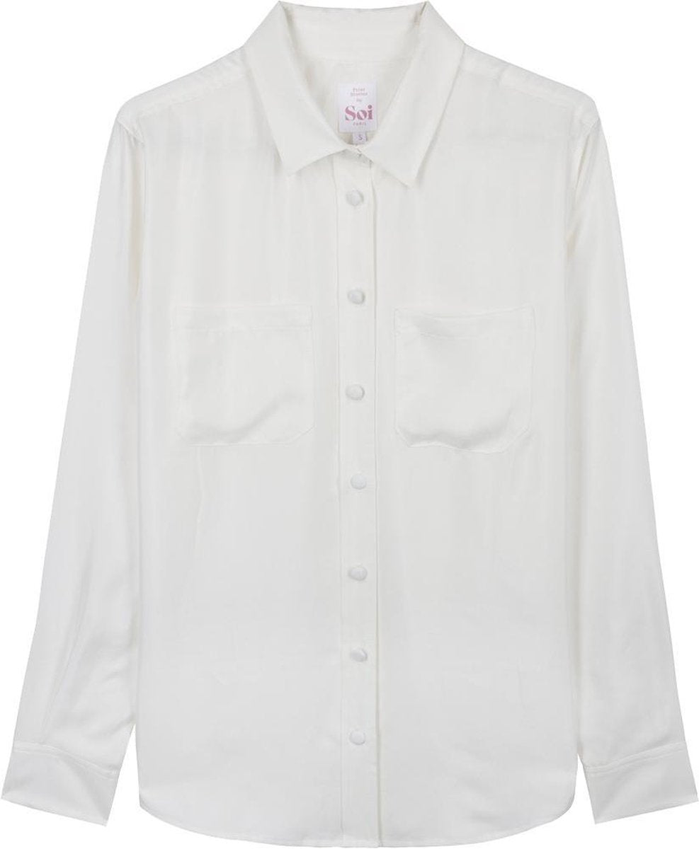 Soi Paris Blanc Innocent Silk overhemd bloes wit-termijnbetaling mogelijk - mt.36