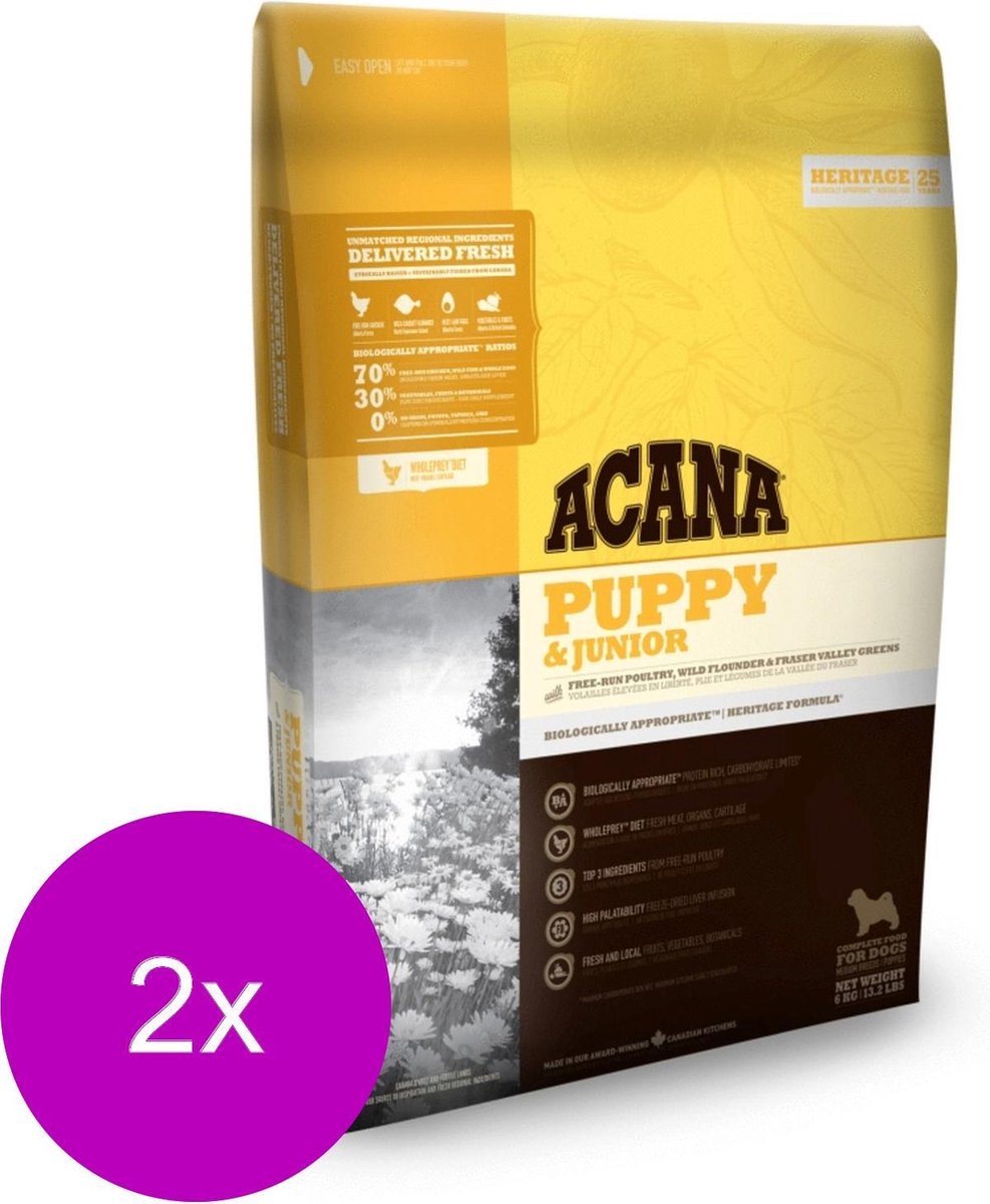 Acana Heritage Puppy & Junior Kip&Kalkoen - Hondenvoer - 2 x 2 kg