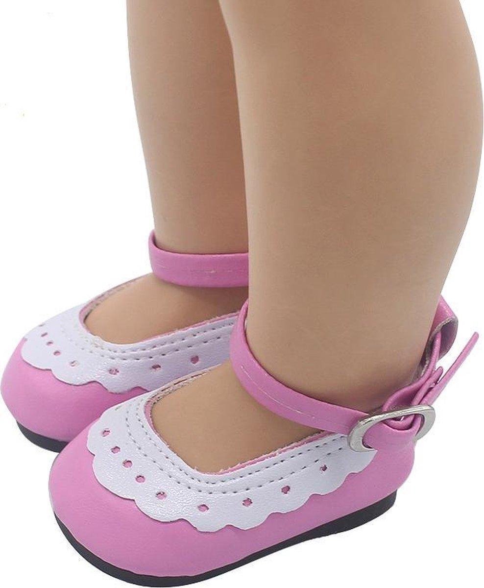 Dolldreams | Roze ballerina schoentjes met gesp - 7 cm - Voor babypop zoals Baby Born - Poppenschoentjes
