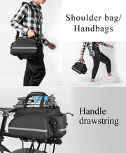TBG Fietsdragertas MTB Bike Rack Bag Kofferbak Fietstas Fietsen Multifunctionele Grote Capaciteit Reistas Met Regenhoes A6-03BK