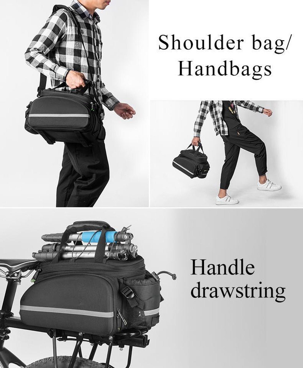 TBG Fietsdragertas MTB Bike Rack Bag Kofferbak Fietstas Fietsen Multifunctionele Grote Capaciteit Reistas Met Regenhoes A6-03BK