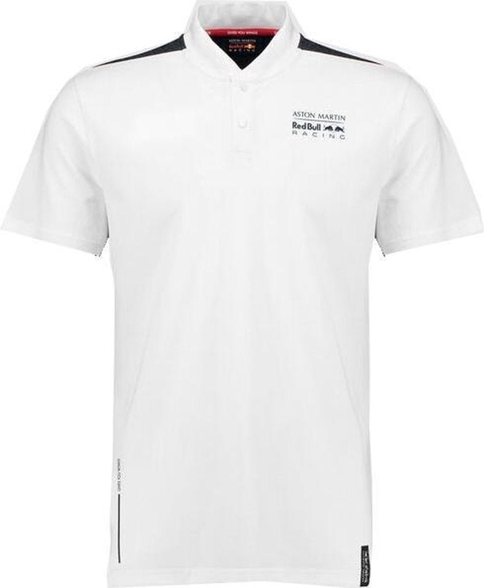 Red Bull Poloshirt Heren Katoen/polyester Wit/donkerblauw Maat S