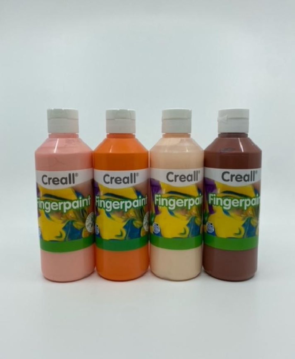 4 Flessen Creall Vingerverf - 4 X 250ml - 4 Kleuren - Roze / Oranje / Bruin