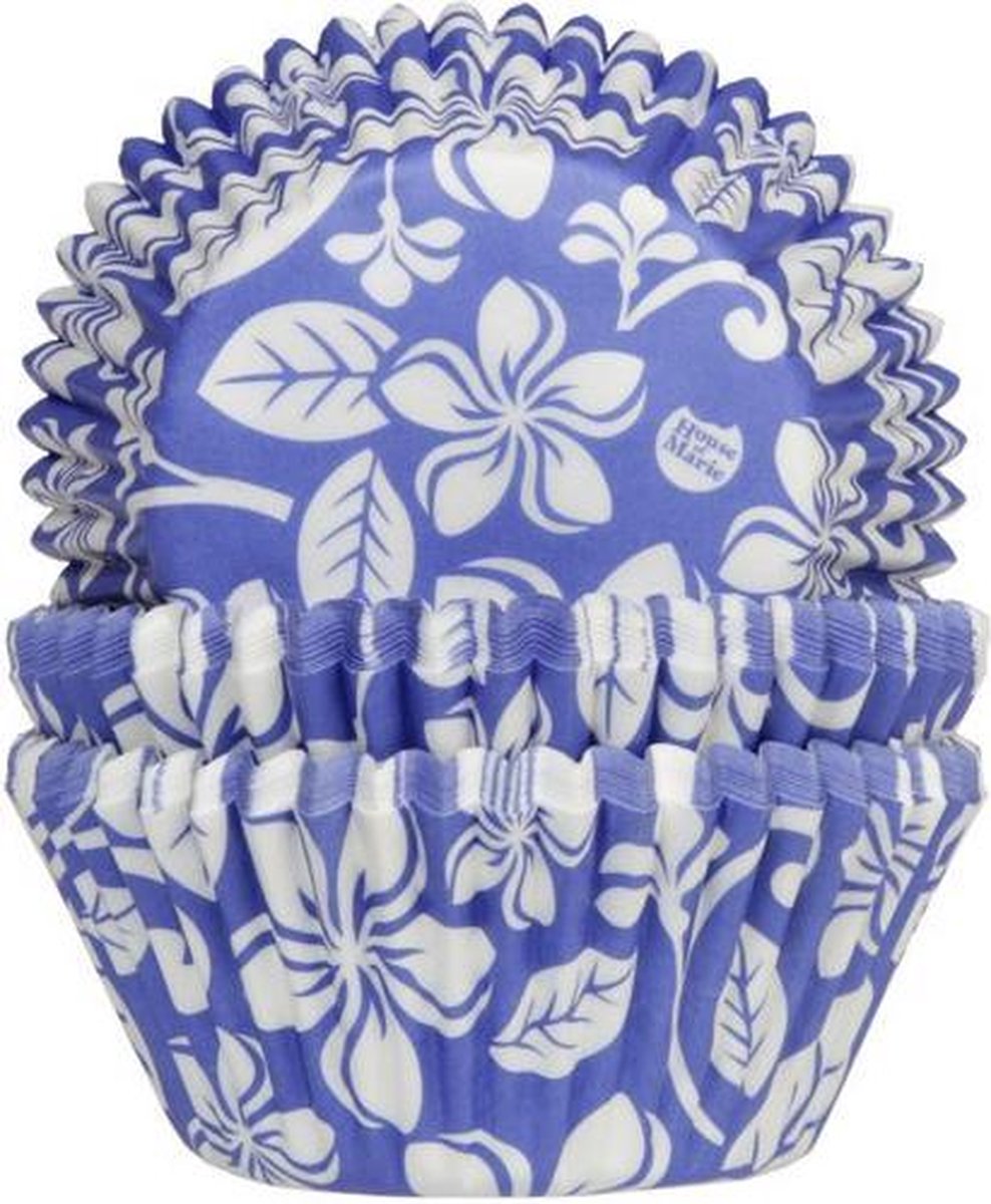 House of Marie Cupcakevormpjes Aloha Bloem Blauw pk/50