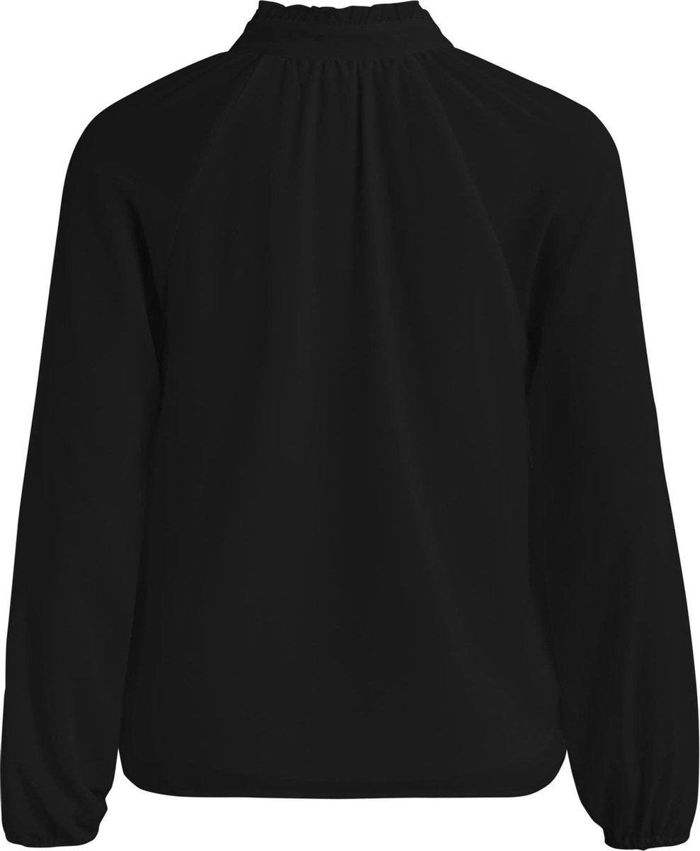 Object Dames 23035513 Mila l/s ruffle top Noos Zwart Top - Maat 40