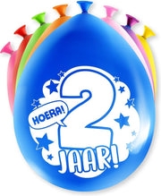 Ballonnen Hoera 2 jaar 8 stuks 30 cm