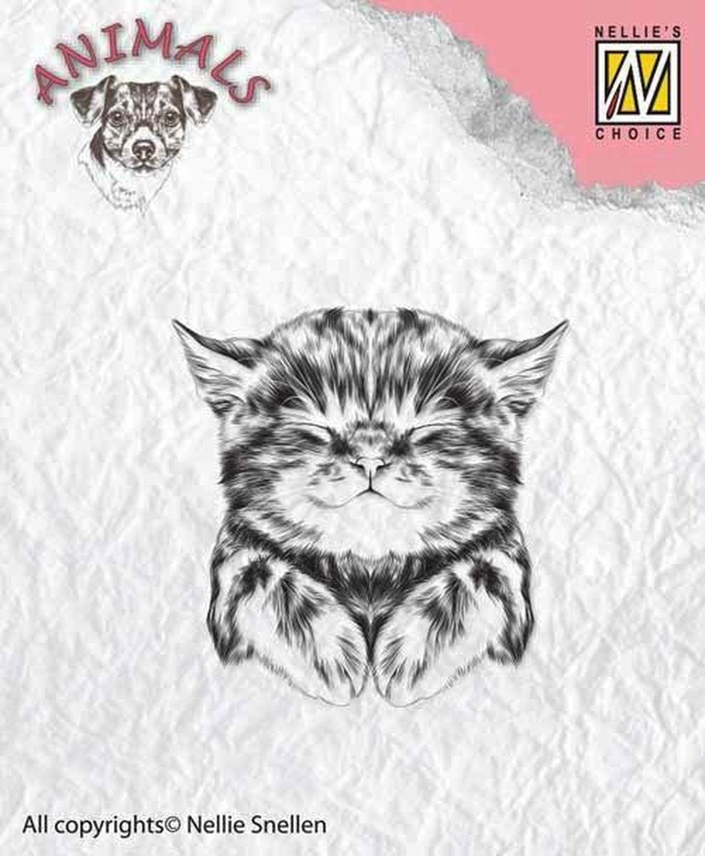 ANI017 Clearstamp Nellie Snellen Animals - Pussycat cat - stempel kat