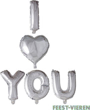 Folieballon Letters I  You 41cm Zilver | Valentijn verrassing | Valentijn Kado