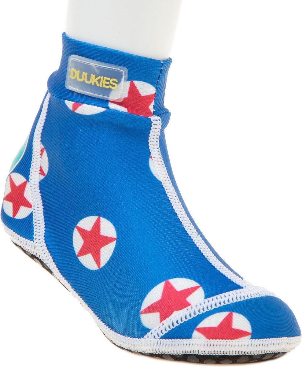 Duukies - Jongens UV-strandsokken - Star Red - Blauw - maat 20-21EU