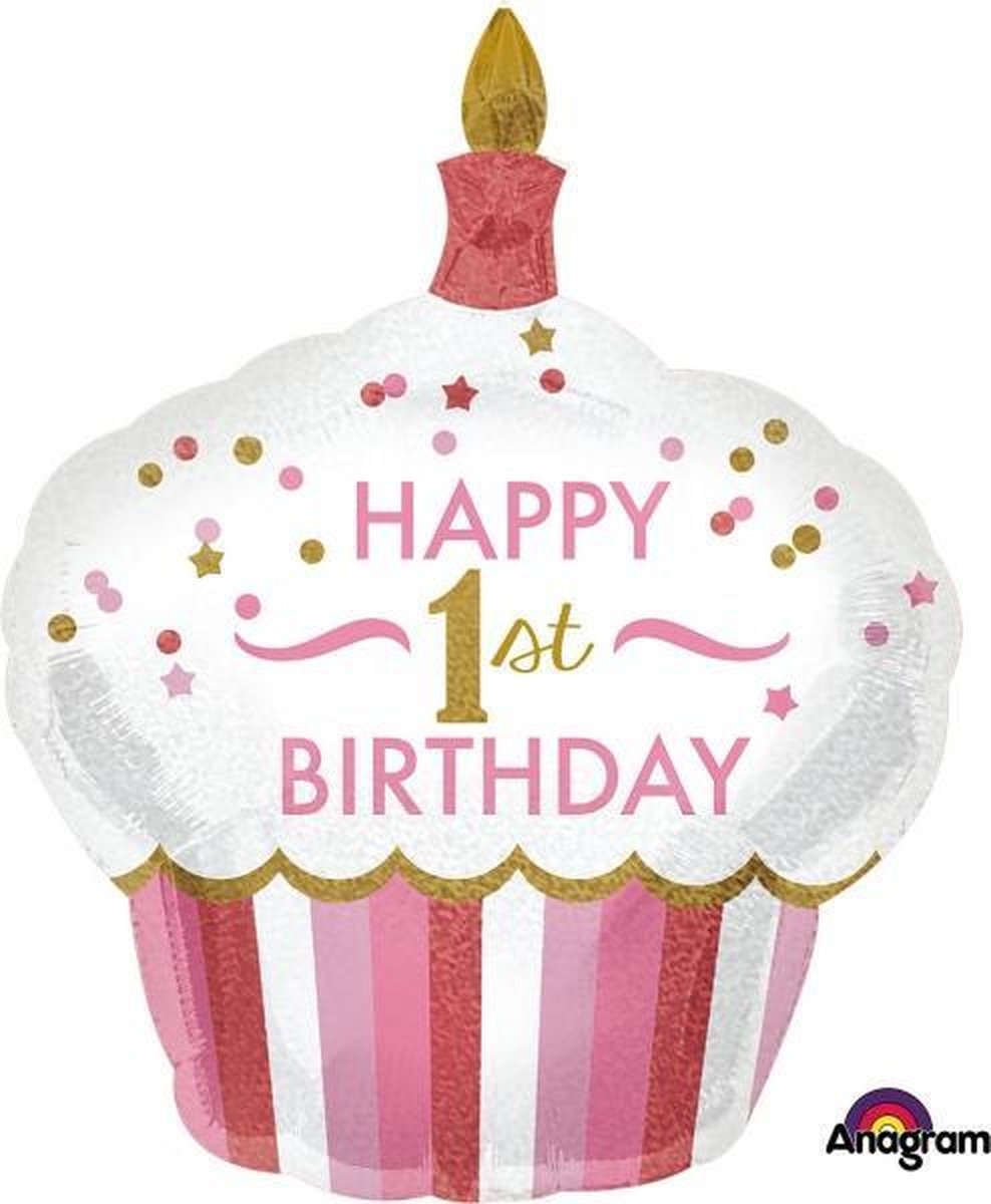 Anagram Folieballon Supershape 1st Birthday Cupcake 73 X 91 Cm