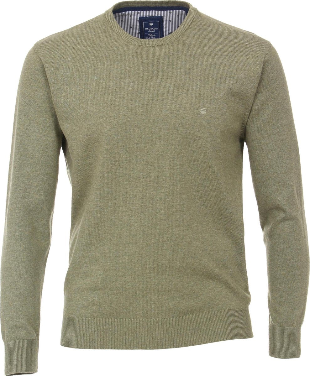 Redmond heren trui katoen O-hals - kaki -  Maat: 3XL