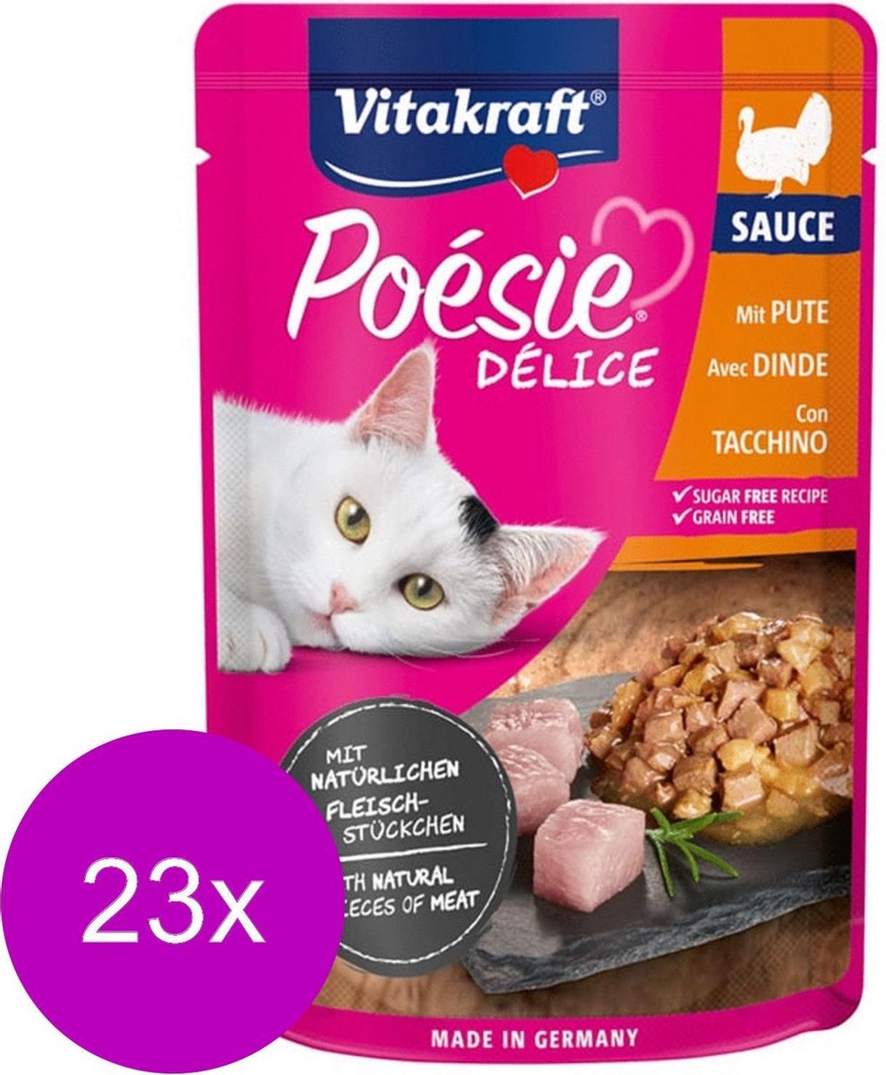 Vitakraft Poesie Deli Sauce Pouch 85 g - Kattenvoer - 23 x Kalkoen